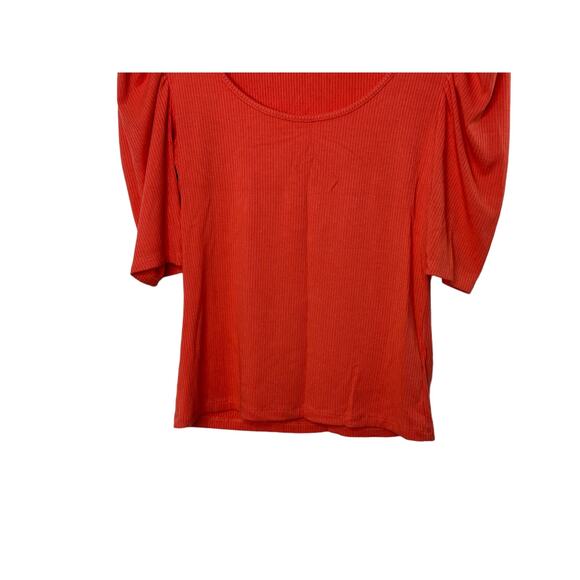 Ann Taylor Scoop Neck Coral Ribbed Short Sleeve Top Women's Size Small - Picture 3 of 6